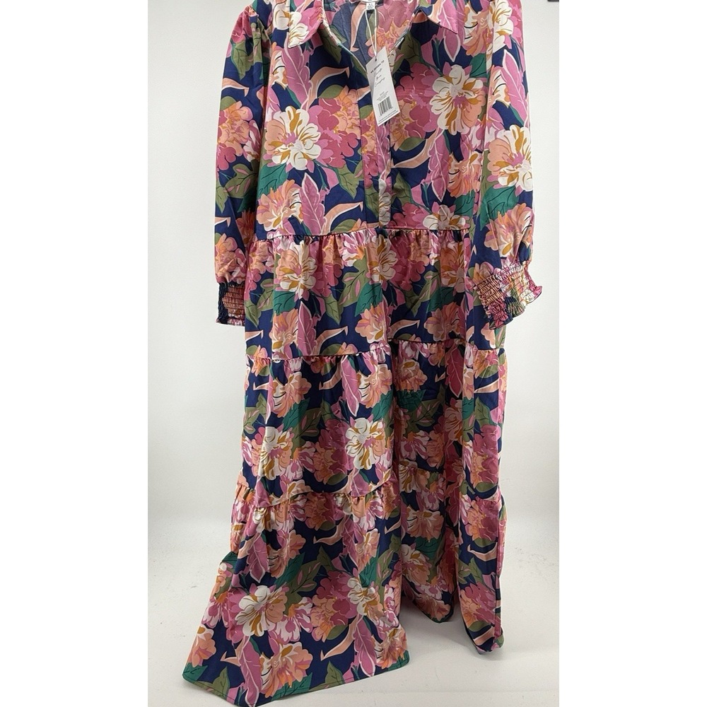 Michelle McDowell Dress Womens XL Maxi Navy Pink Floral Boho Chic NWT - Picture 8 of 10